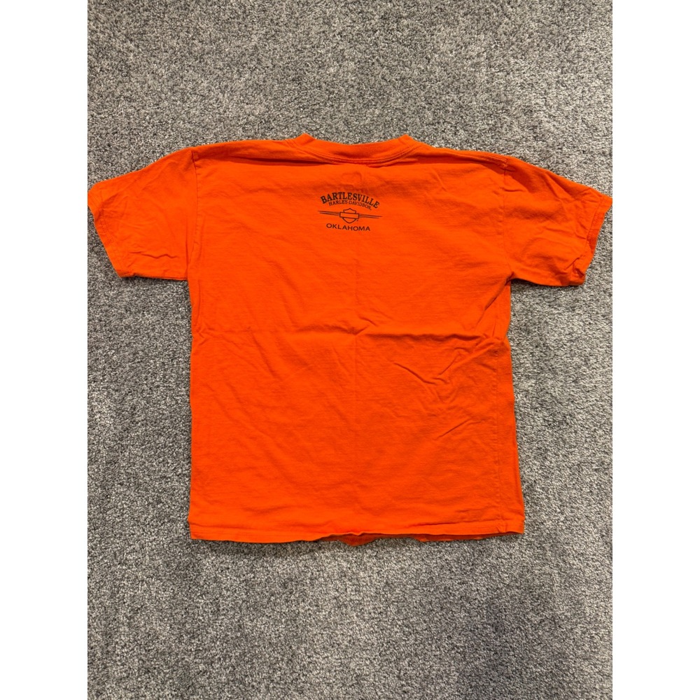 Harley-Davidson T-Shirt Kids L 14-16 Orange Bartlesville Ok Logo Graphic Tee * - Picture 2 of 13